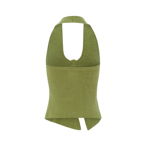 With Jéan Rose Halter Tank Top Khaki - M - Picture 2 of 6